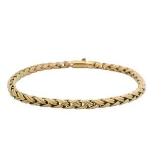 Vintage Tiffany & Co 14kt Yellow Gold Russian Wheat Braid Chain Bracelet 7.5"